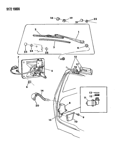 1989 Dodge Caravan Washer Hose Grommet Diagram for 3799520
