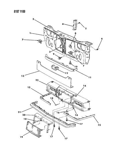 1988 Chrysler New Yorker Grille Clip Diagram for 6033205