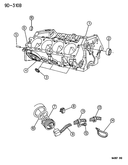 1996 Dodge Ram 2500 Engine, Short (Pistons, Rings, Crankshaft, Rods, Bearings) Diagram for R2852480