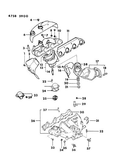 1984 Dodge Ram 50 Gasket, Exhaust Manifold Lower To Upper Diagram for MD025614