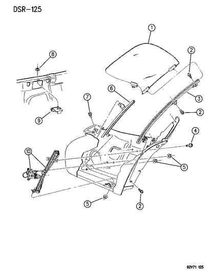 1996 Dodge Viper Front Door Glass & Regulator Diagram
