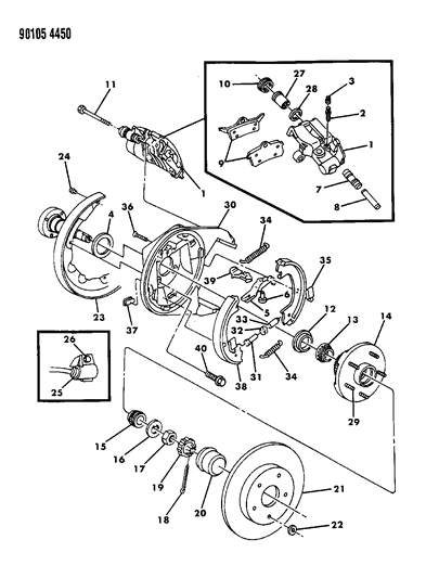 1990 Chrysler New Yorker Base Model Brakes, Rear Disc Diagram 1 - Thumbnail