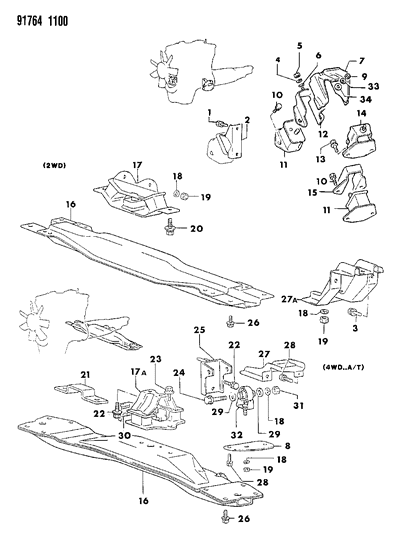 1991 Dodge Ram 50 Engine Mounting Diagram 1 - Thumbnail