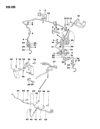 1989 Dodge Ram 50 Water Pump Assembly Bolt Diagram for MF140027