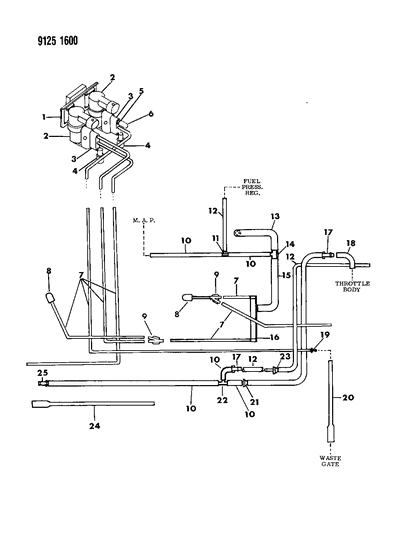 1989 Dodge Shadow Hose, Vapor Canister To Fuel Tank Vapor Tube Front Diagram for 4418660