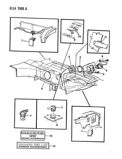 1986 Chrysler LeBaron Base Fuel Tank & Filler Tube Diagram