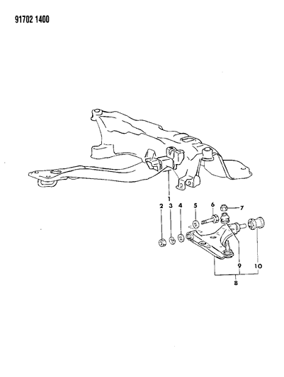 1991 Dodge Colt Arm, Lower Front Suspension Diagram 1 - Thumbnail