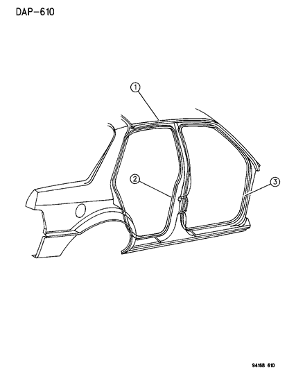 1994 Dodge Shadow Weatherstrip Diagram for 5257261