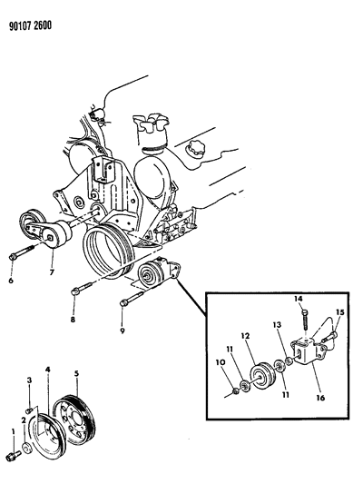 1990 Chrysler New Yorker Base Model Drive Pulleys Diagram 2 - Thumbnail