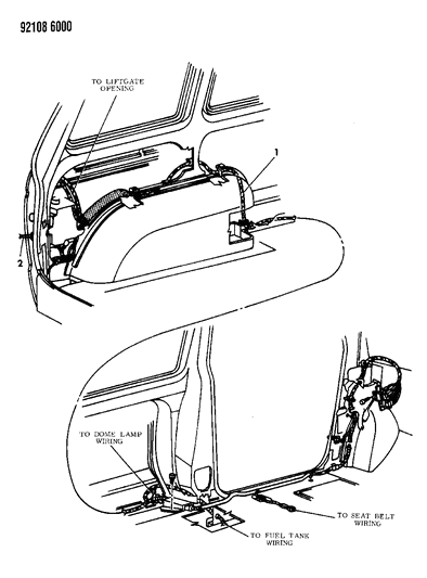 1992 Dodge Grand Caravan Wiring, Accessories, Lift Gate Lamp, Speakers Diagram for 4625366