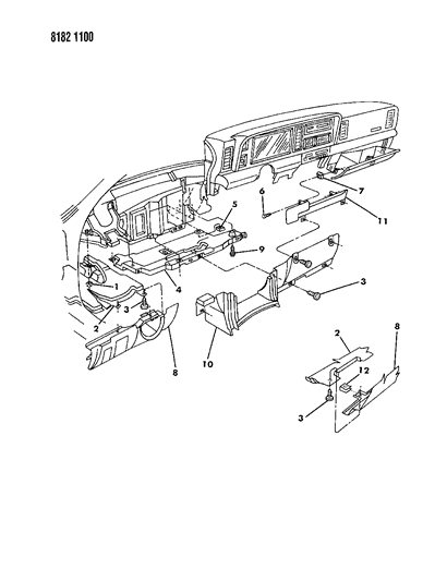 1988 Chrysler LeBaron Premium Instrument Panel Silencers Diagram