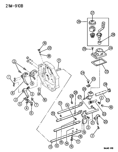 1995 Jeep Wrangler Forks , Rails , Shafts Diagram 2 - Thumbnail