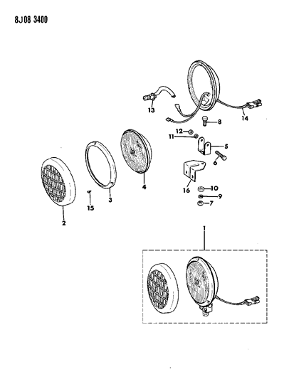 1990 Jeep Wrangler Lamps - Fog Diagram 2 - Thumbnail