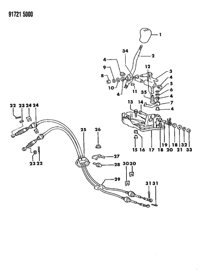 1991 Dodge Stealth Controls, Gearshift of Manual Transmission Diagram