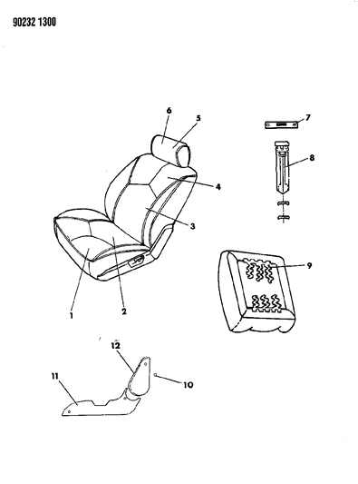 1990 Dodge Shadow Front Seat Diagram 2 - Thumbnail