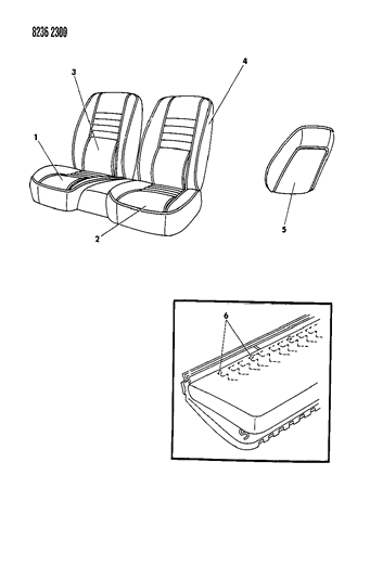 1988 Dodge Daytona Rear Seat Diagram 1 - Thumbnail