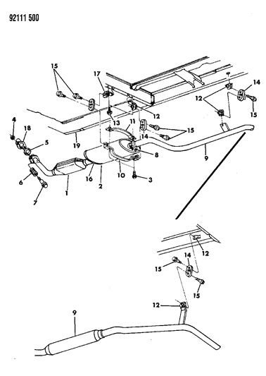 1992 Dodge Caravan Exhaust System Diagram 2 - Thumbnail