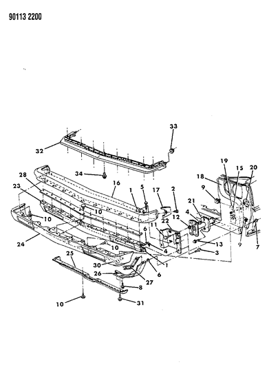 1990 Chrysler New Yorker Base Model Fascia, Bumper Front Diagram 1 - Thumbnail