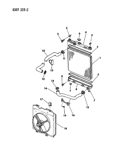 1987 Dodge Dakota Radiator & Related Parts Diagram 1 - Thumbnail