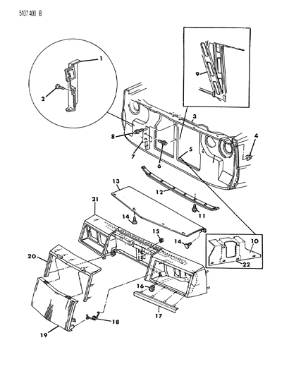 1985 Chrysler LeBaron Base Grille & Related Parts Diagram 1 - Thumbnail