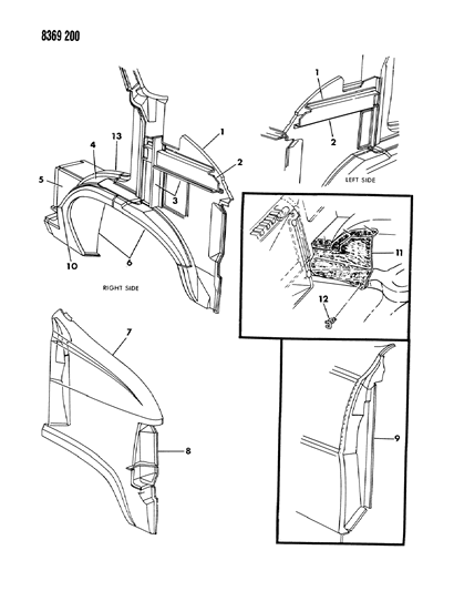 1988 Dodge Ram Wagon Fender Front Diagram