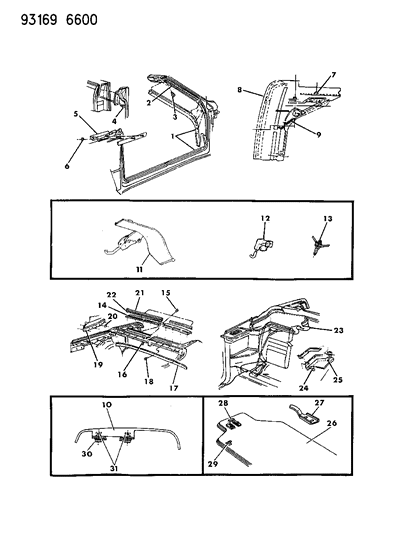 1993 Chrysler LeBaron Weatherstrip, Quarter Window Belt, Right, Passenger Side Diagram for 4534044