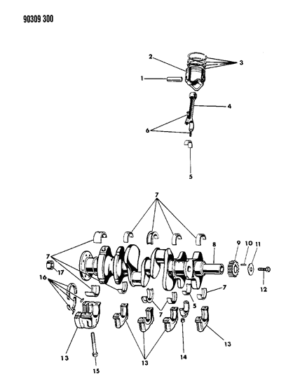 1992 Dodge Ram Wagon Crankshaft , Pistons And Torque Converter Diagram 3 - Thumbnail