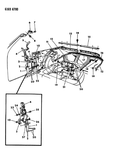 1986 Chrysler LeBaron Base Convertible Folding Top Diagram 2 - Thumbnail