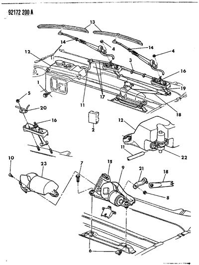 1992 Dodge Shadow Windshield Wiper & Washer System Diagram