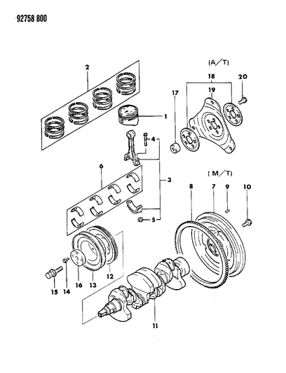1994 Dodge Colt Crankshaft & Piston Diagram 2 - Thumbnail