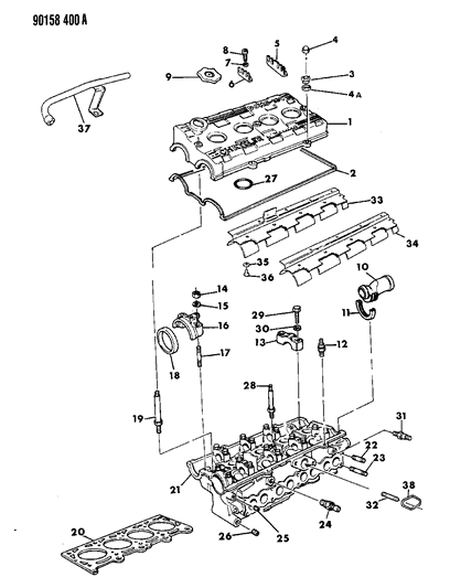 1990 Chrysler TC Maserati Cylinder Head Diagram 1 - Thumbnail