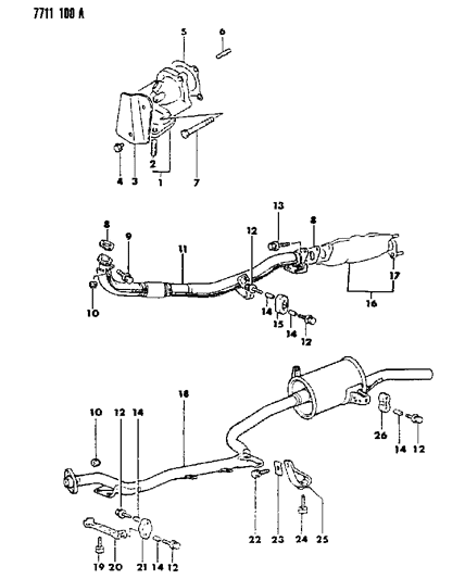 1987 Dodge Colt Exhaust System Diagram 1 - Thumbnail