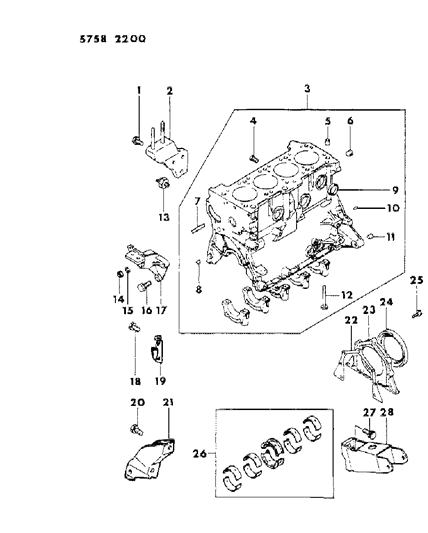 1986 Dodge Colt Cylinder Block Diagram 2 - Thumbnail