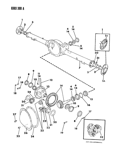 1989 Dodge D150 Axle, Rear, With Differential And Carrier Diagram 2 - Thumbnail