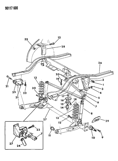 1990 Dodge Daytona Track Bar Bracket, Rear Diagram for 5272151