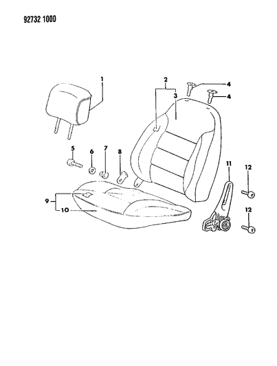 1992 Dodge Colt Front Seat Diagram 1 - Thumbnail