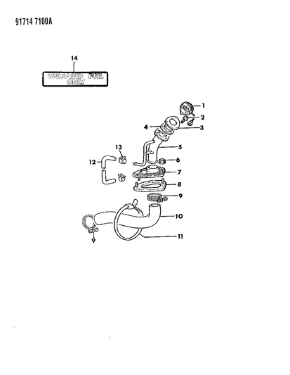 1991 Dodge Ram 50 Fuel Tank Filler Tube Diagram