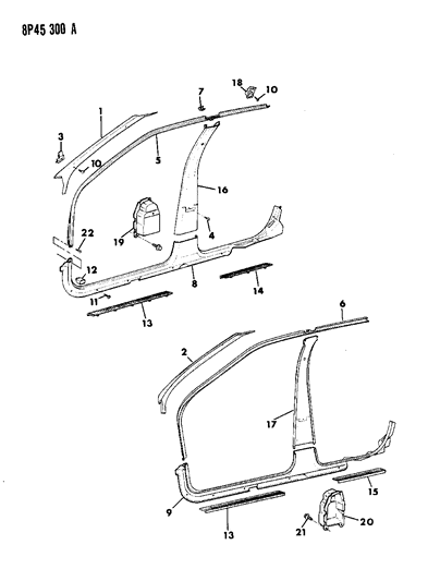 1992 Dodge Monaco Panels - Interior Trim Diagram 2 - Thumbnail