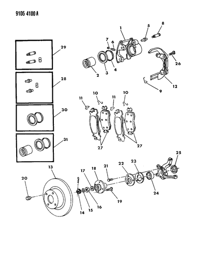 1989 Dodge Caravan Brakes, Front Diagram 1 - Thumbnail
