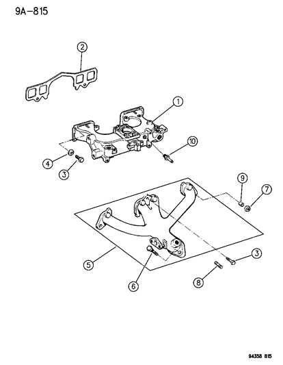 1996 Dodge Dakota Manifolds - Intake & Exhaust Diagram 1 - Thumbnail