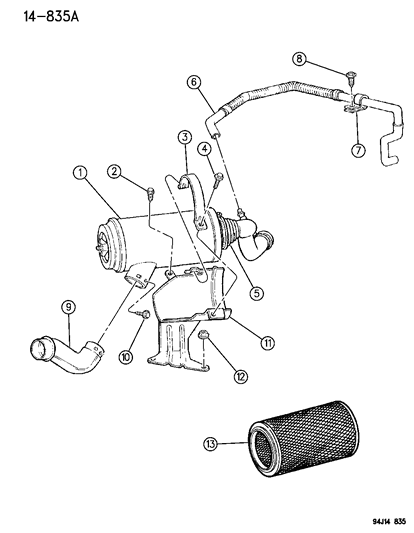 1996 Jeep Cherokee Air Cleaner Diagram 1 - Thumbnail