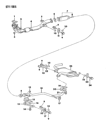 1989 Dodge Colt Exhaust System Diagram 2 - Thumbnail
