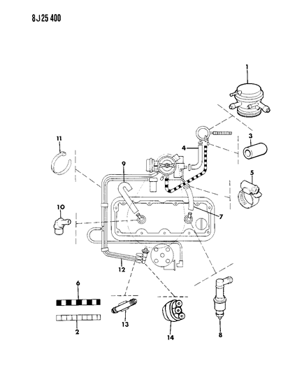 1990 Jeep Wrangler Emission Controls Diagram 1 - Thumbnail
