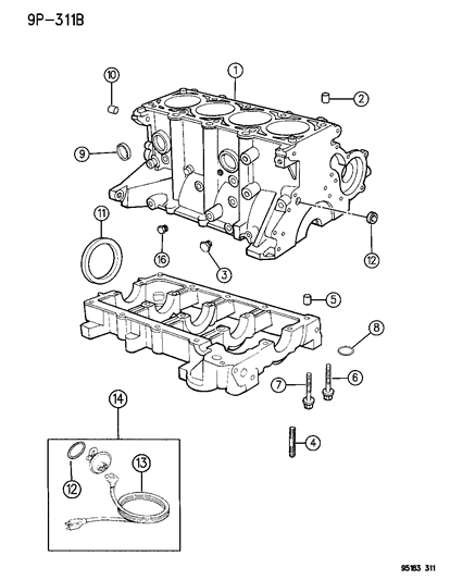 1995 Chrysler Cirrus Heater Assembly, Engine Block (Includes O - Ring) Diagram for 4557686