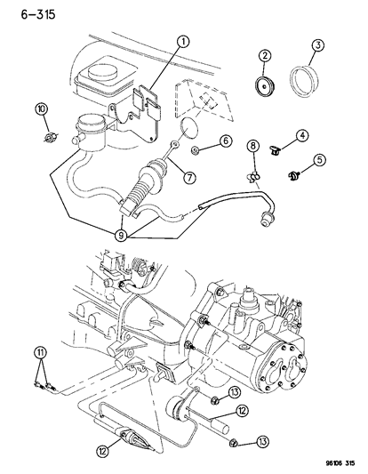 1996 Dodge Neon Clip, Clutch Hydraulic Line To Dash Y Diagram for 4606041