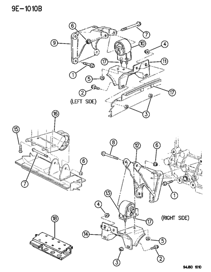 1996 Jeep Cherokee Insulator, Left, Mount Diagram for 52058607