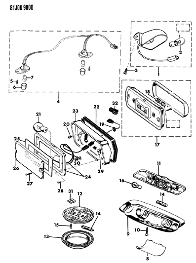 1984 Jeep Grand Wagoneer Lens Diagram for J3234114
