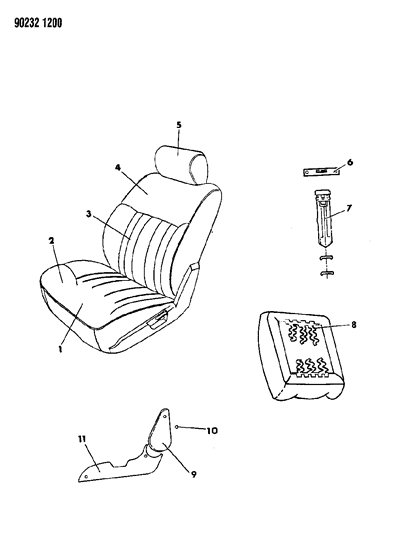 1990 Dodge Shadow Front Seat Diagram 3 - Thumbnail