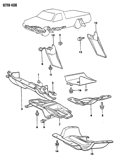 1992 Dodge Ram 50 Mud Guards - Protectors & Splash Shields Diagram