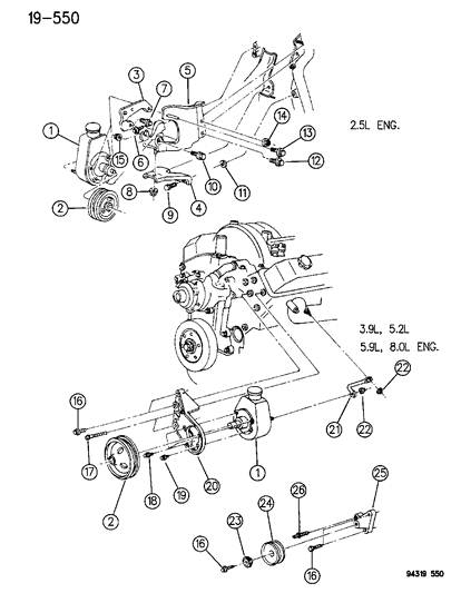 1996 Dodge Dakota Mount Bracket Diagram for 53005613